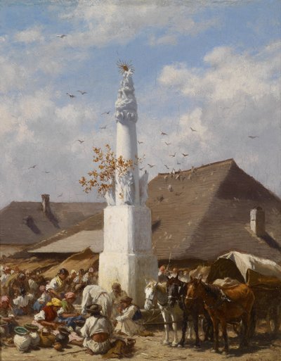 Dish Market in Szolnok by August von Pettenkofen
